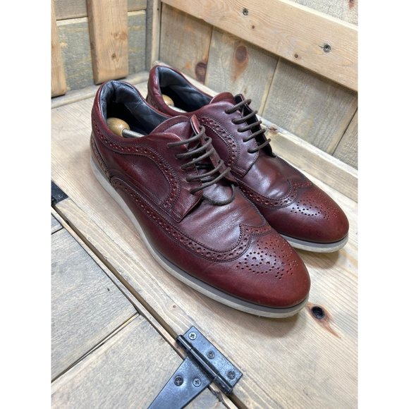 Hugo Boss Mens Brogue Dress Shoes Red Wingtip Lace Up Leather US12 EU45 main image 9